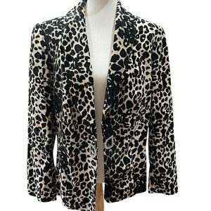 Peter Nygard Vintage Women's Black/White Leopard Print Blazer Rhinestone…